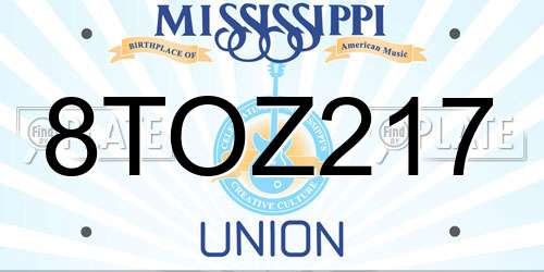 8TOZ217 Mississippi License Plate