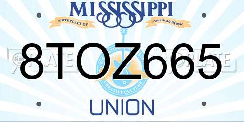 8TOZ665 Mississippi License Plate