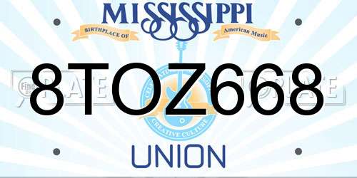 8TOZ668 Mississippi License Plate