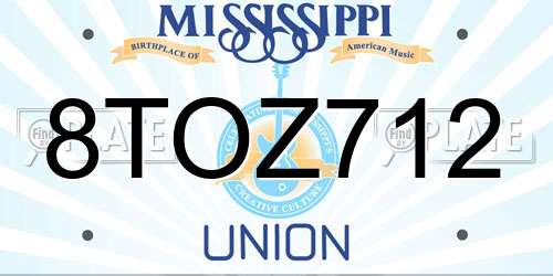 8TOZ712 Mississippi License Plate