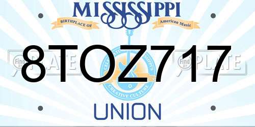 8TOZ717 Mississippi License Plate