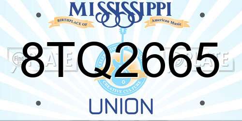 8TQ2665 Mississippi License Plate