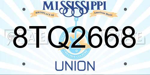 8TQ2668 Mississippi License Plate