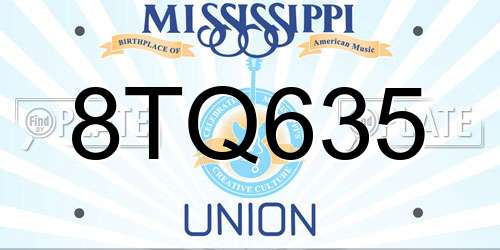 8TQ635 Mississippi License Plate