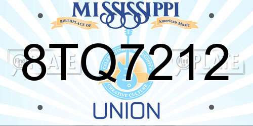 8TQ7212 Mississippi License Plate