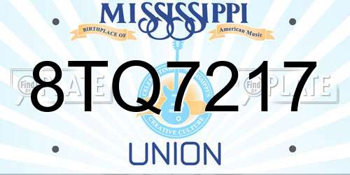 8TQ7217 Mississippi License Plate