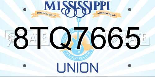 8TQ7665 Mississippi License Plate