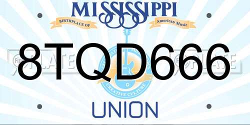 8TQD666 Mississippi License Plate