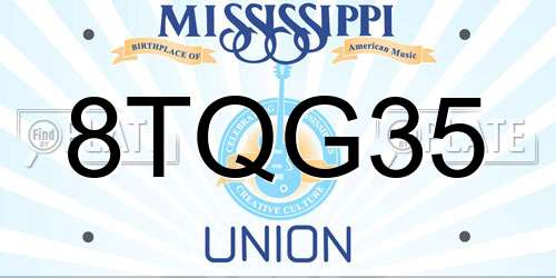 8TQG35 Mississippi License Plate