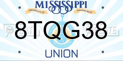 8TQG38 Mississippi License Plate