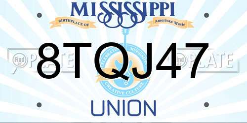 8TQJ47 Mississippi License Plate