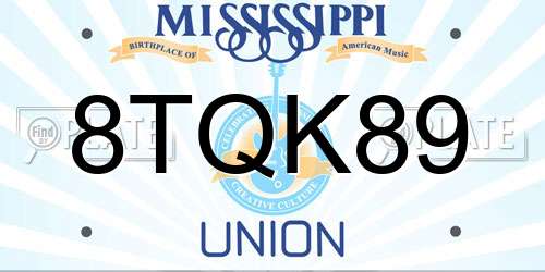 8TQK89 Mississippi License Plate