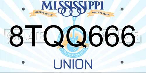 8TQQ666 Mississippi License Plate