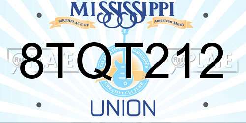 8TQT212 Mississippi License Plate