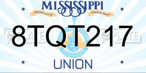 8TQT217 Mississippi License Plate
