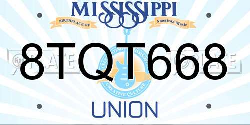 8TQT668 Mississippi License Plate