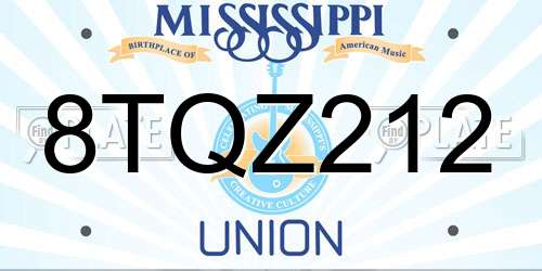8TQZ212 Mississippi License Plate