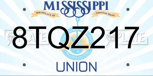 8TQZ217 Mississippi License Plate