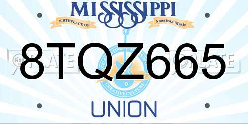 8TQZ665 Mississippi License Plate