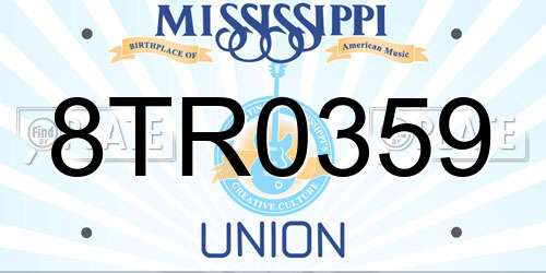 8TR0359 Mississippi License Plate