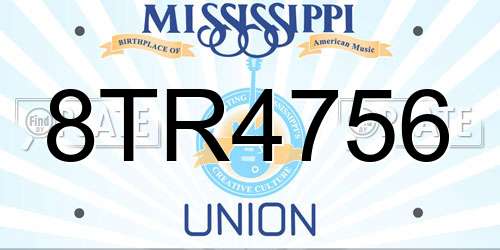 8TR4756 Mississippi License Plate