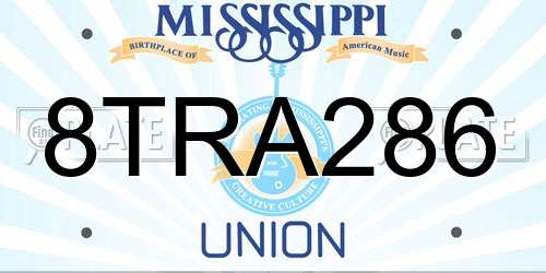 8TRA286 Mississippi License Plate