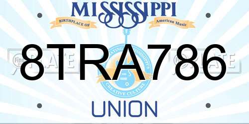 8TRA786 Mississippi License Plate