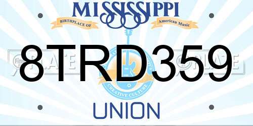 8TRD359 Mississippi License Plate