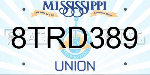 8TRD389 Mississippi License Plate