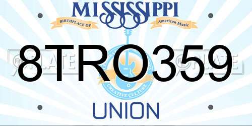 8TRO359 Mississippi License Plate