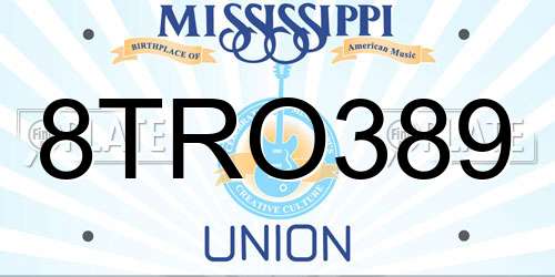 8TRO389 Mississippi License Plate