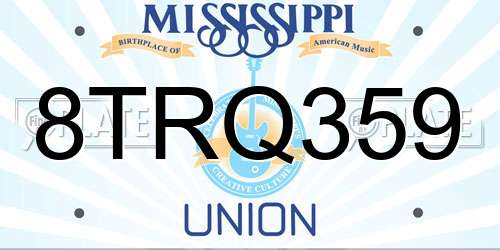8TRQ359 Mississippi License Plate