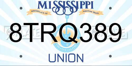 8TRQ389 Mississippi License Plate