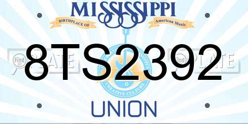 8TS2392 Mississippi License Plate
