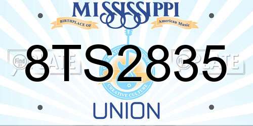 8TS2835 Mississippi License Plate