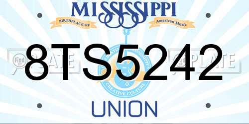 8TS5242 Mississippi License Plate