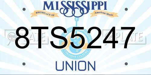 8TS5247 Mississippi License Plate