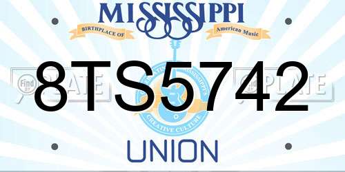 8TS5742 Mississippi License Plate