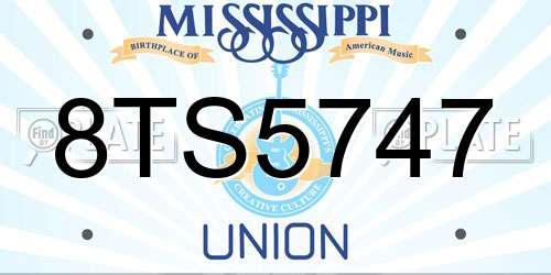 8TS5747 Mississippi License Plate