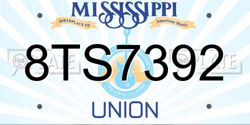 8TS7392 Mississippi License Plate