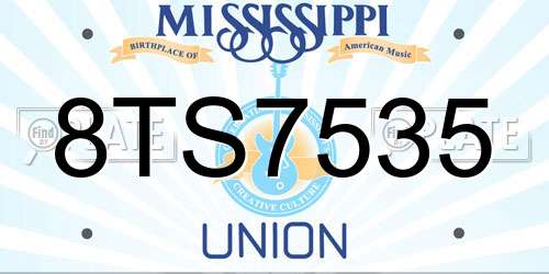 8TS7535 Mississippi License Plate
