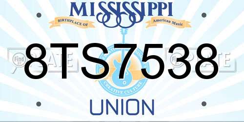 8TS7538 Mississippi License Plate