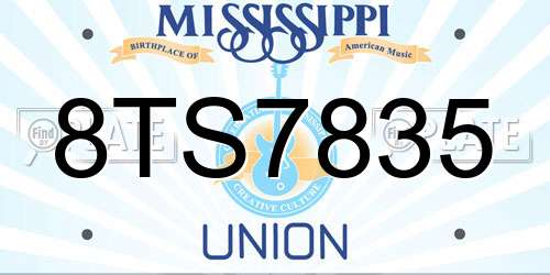 8TS7835 Mississippi License Plate