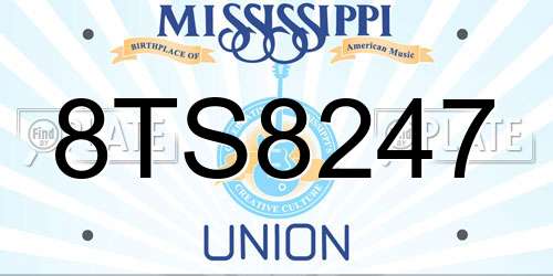 8TS8247 Mississippi License Plate