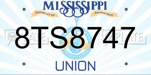 8TS8747 Mississippi License Plate