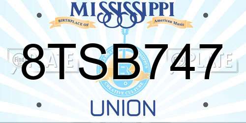 8TSB747 Mississippi License Plate