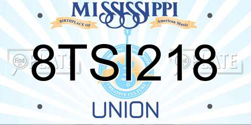 8TSI218 Mississippi License Plate