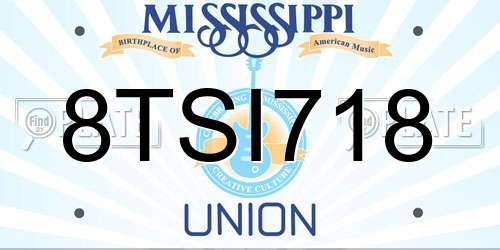 8TSI718 Mississippi License Plate