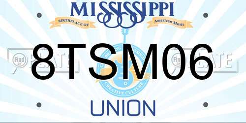 8TSM06 Mississippi License Plate