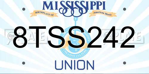 8TSS242 Mississippi License Plate